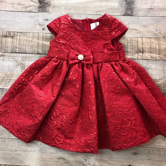 Red Rare Editions Knee Length Formal A-Line Baby Dress Size 18 mos (months) - Picture 6 of 11